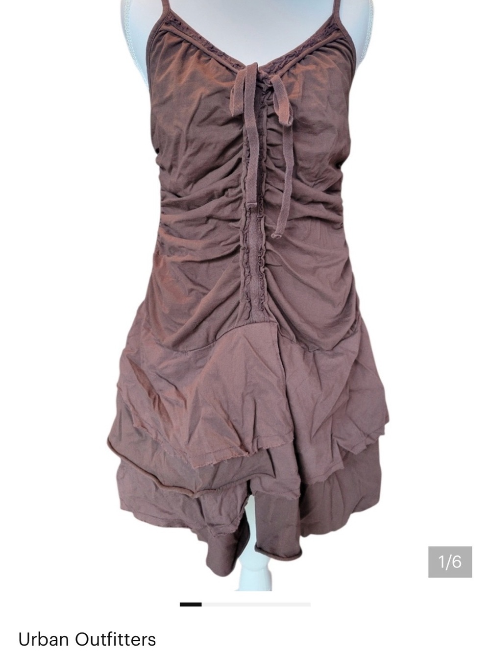 Urban Outfitters Brown Rouched Tiered Skirt Fairycore Dress